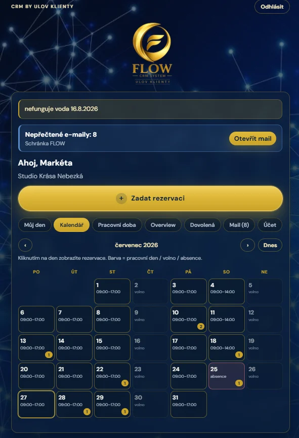FLOW — přehled pracovního dne