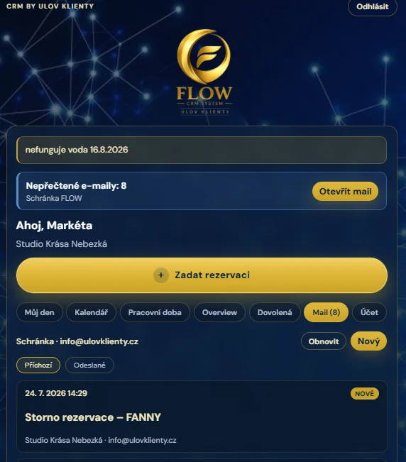 FLOW — kalendář a rezervace
