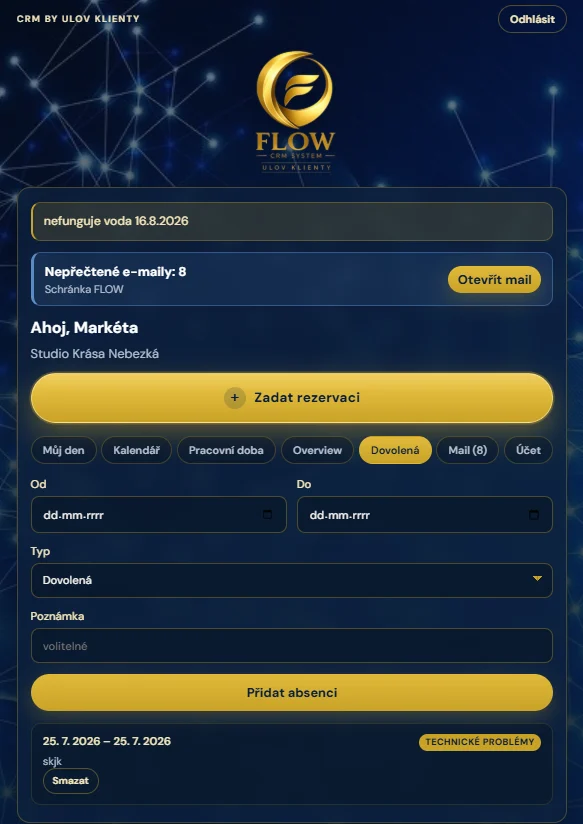 FLOW — správa provozovny