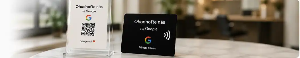Po 3 měsících: QR stojánek a NFC kartička pro Google recenze